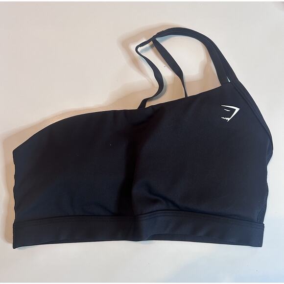 Gymshark Women's Light Support One Shoulder Sports Bra Black Small NWT - Picture 1 of 6